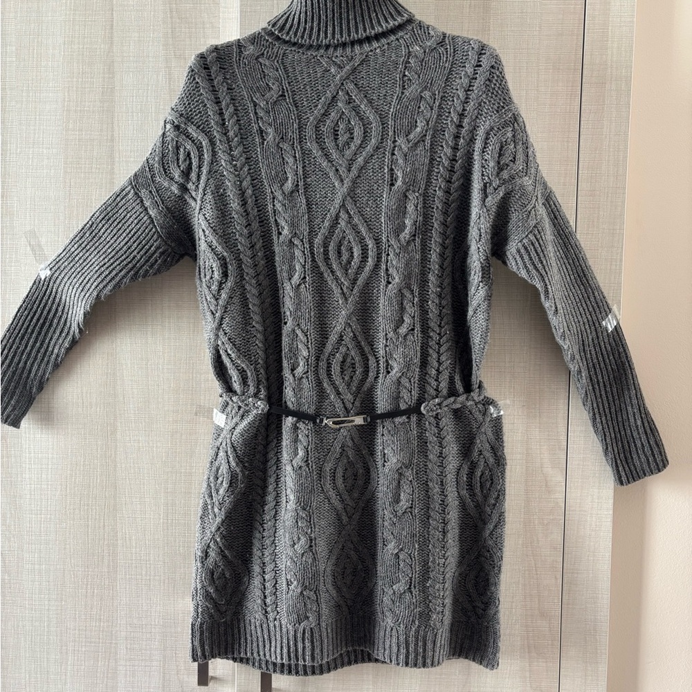 Moda International Charcoal Cable Knit Turtleneck Sweater